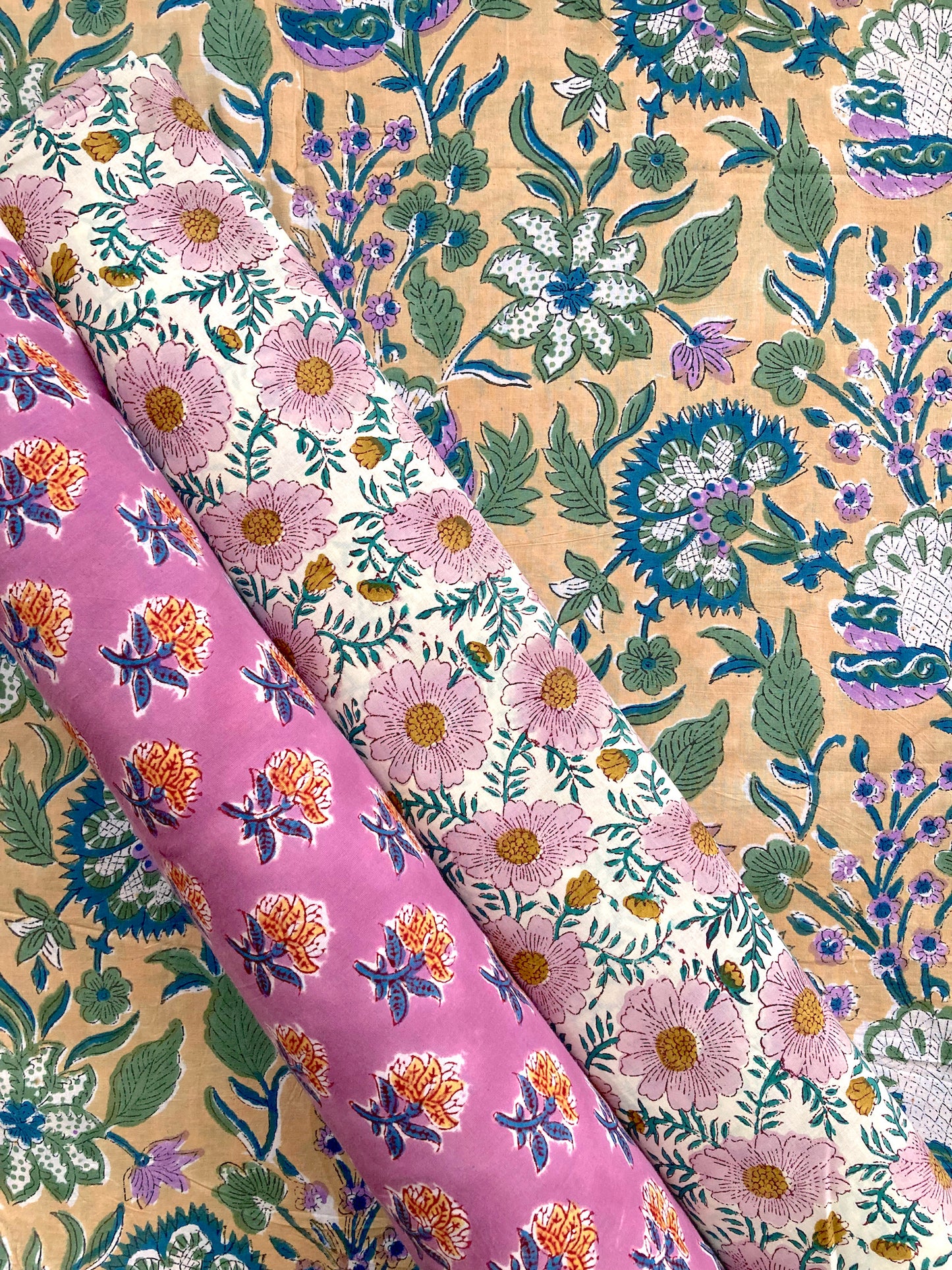 Hand Block Print Floral Cotton Fabric Lilac #224-27