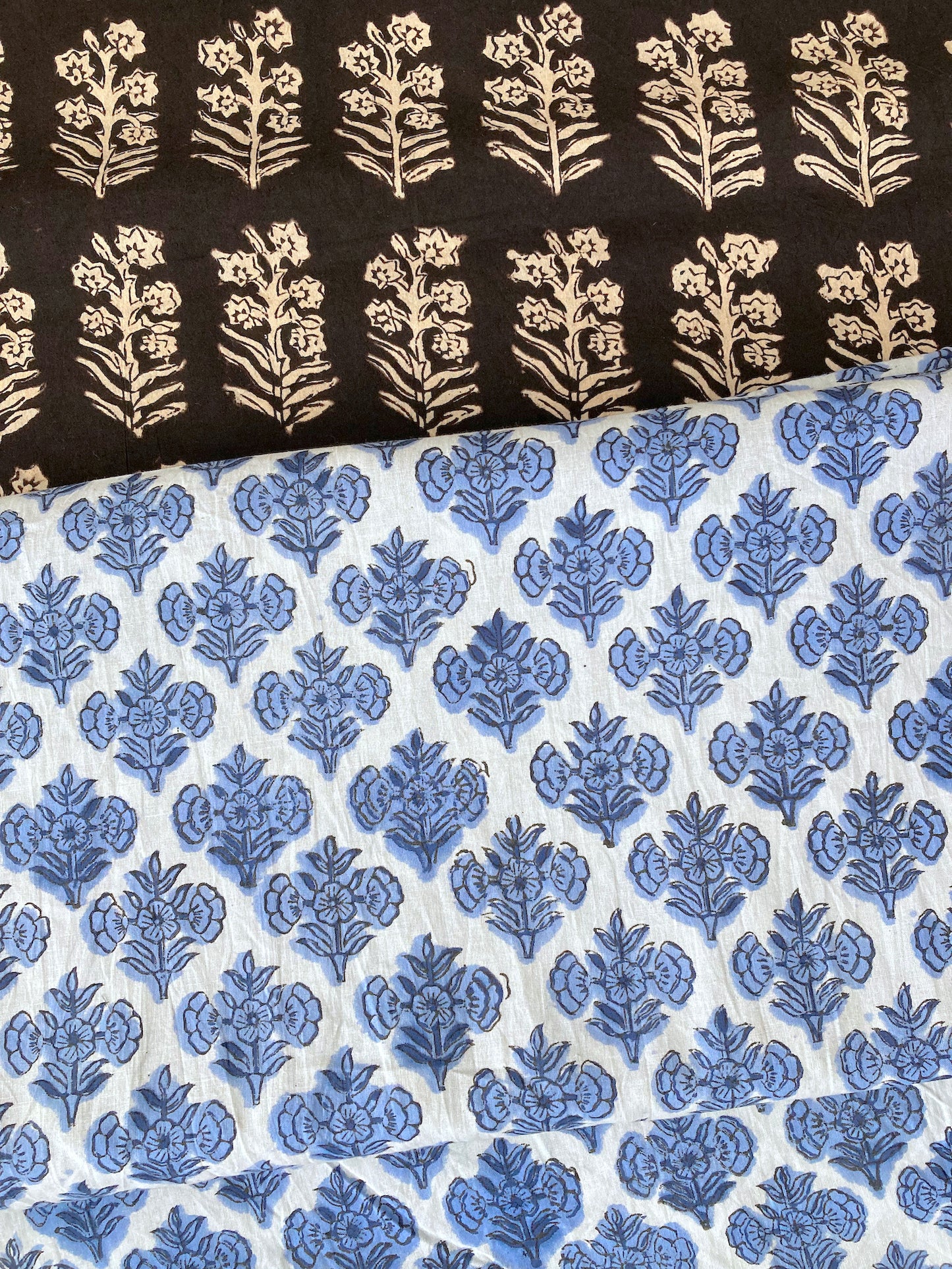 Hand Block Printed Cotton Fabric Light Blue #221-7