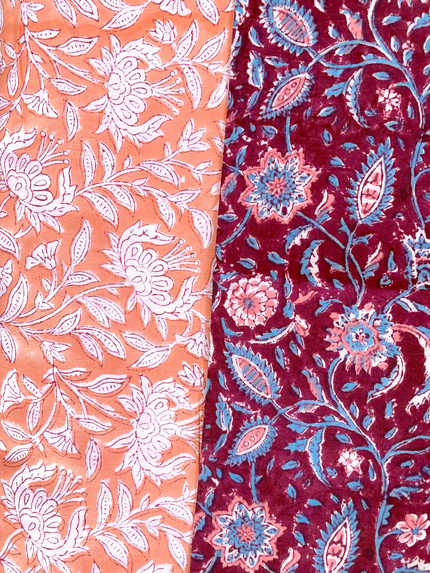 Hand Block Printed Cotton Fabric Light Orange #224-23