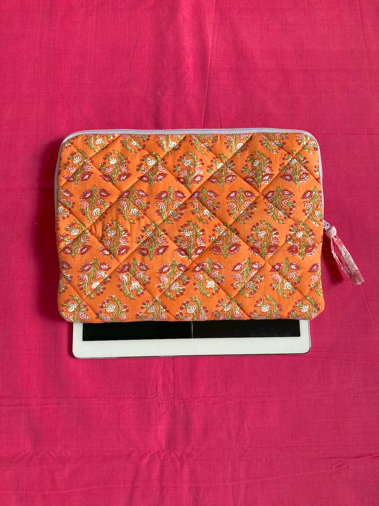 [ custom order ]Hand Block Print Fabric Tablet / Laptop Case
