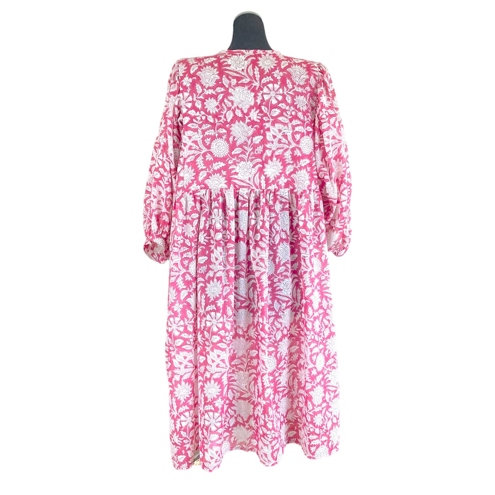 【custom order】ハンドブロックプリント ボーホーギャザーワンピース #JESS-Dress – MOJORA