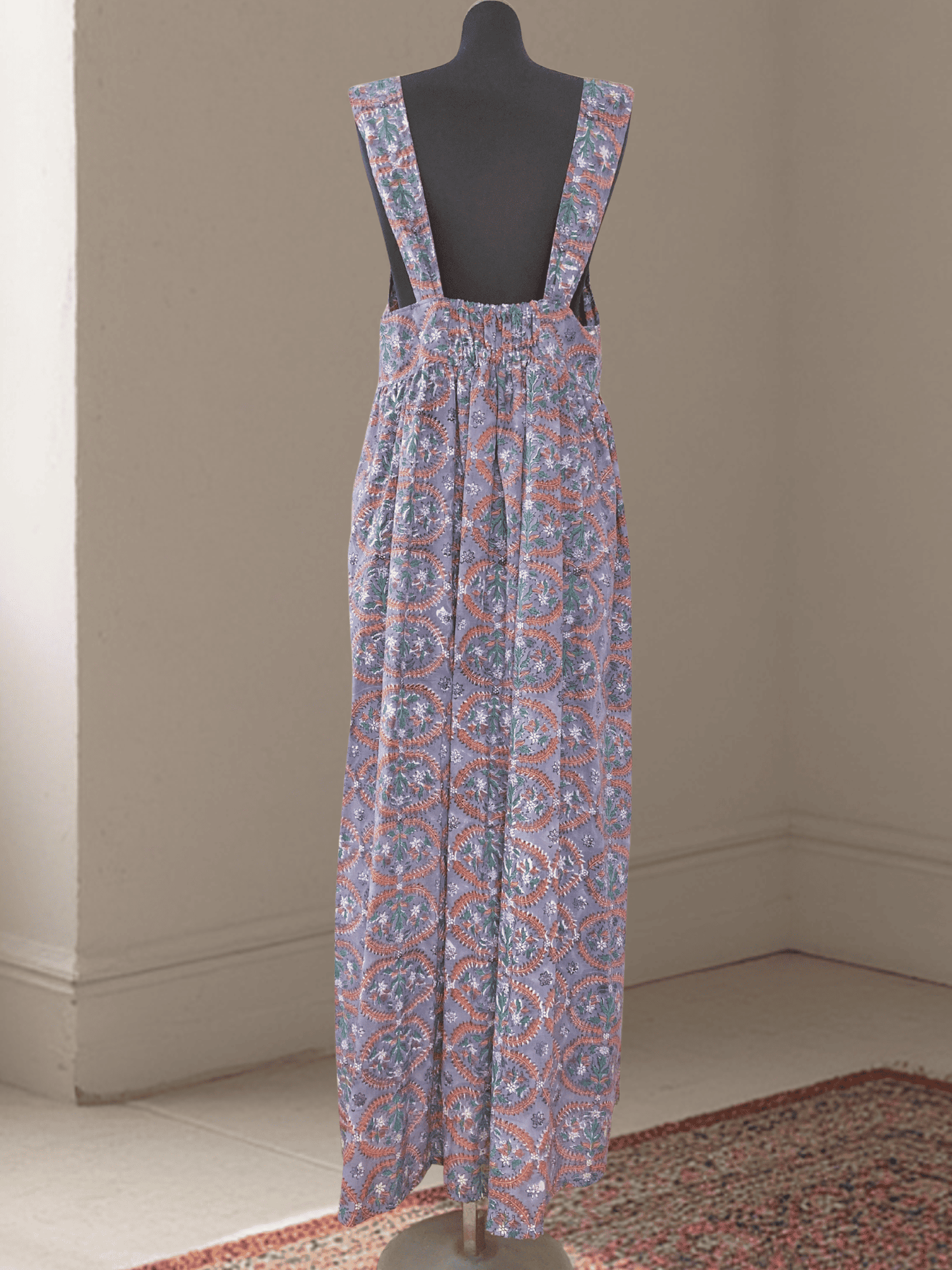 Hand Block Print Fabric Sleeveless Long Dress