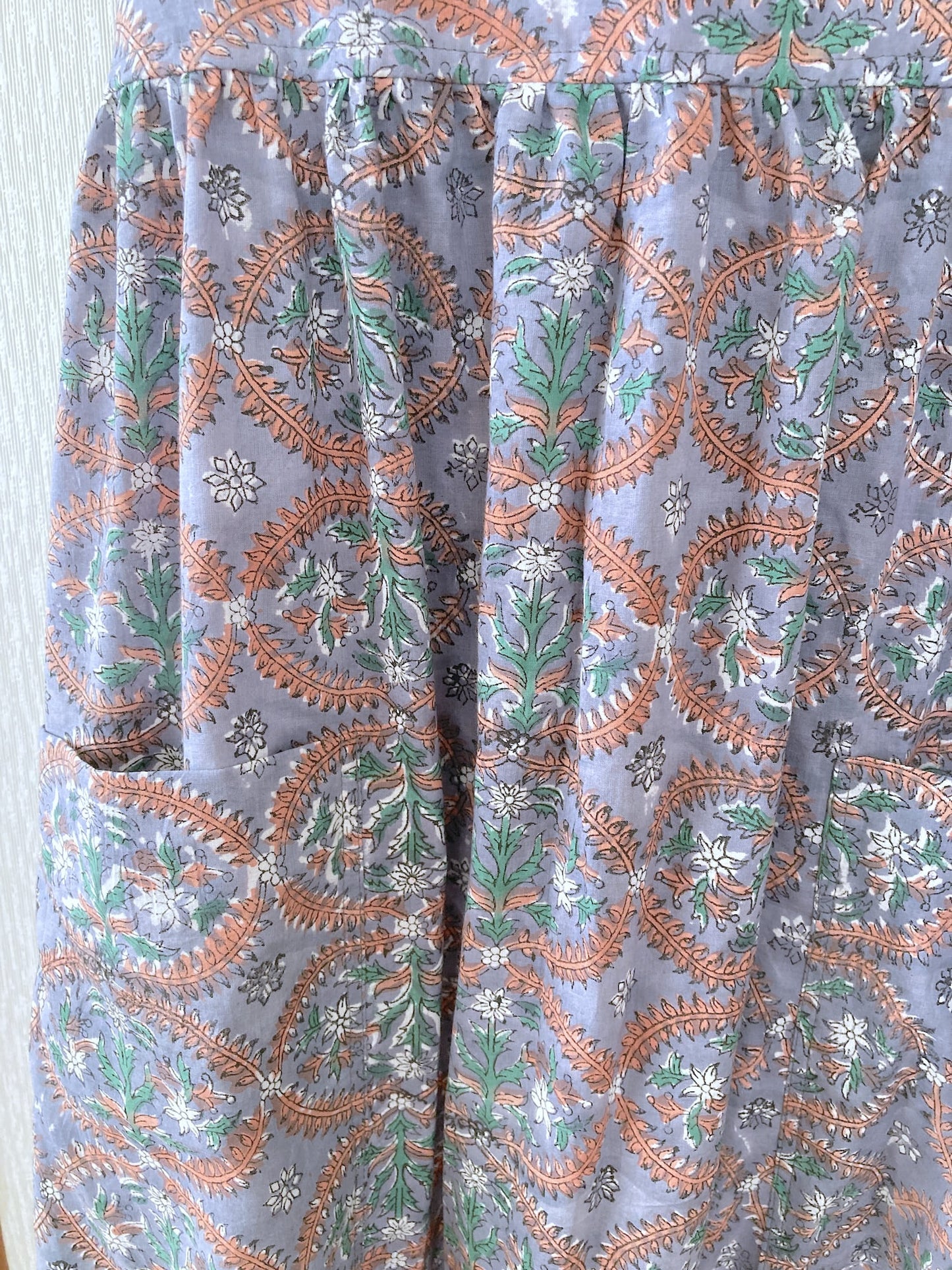 Hand Block Print Fabric Sleeveless Long Dress