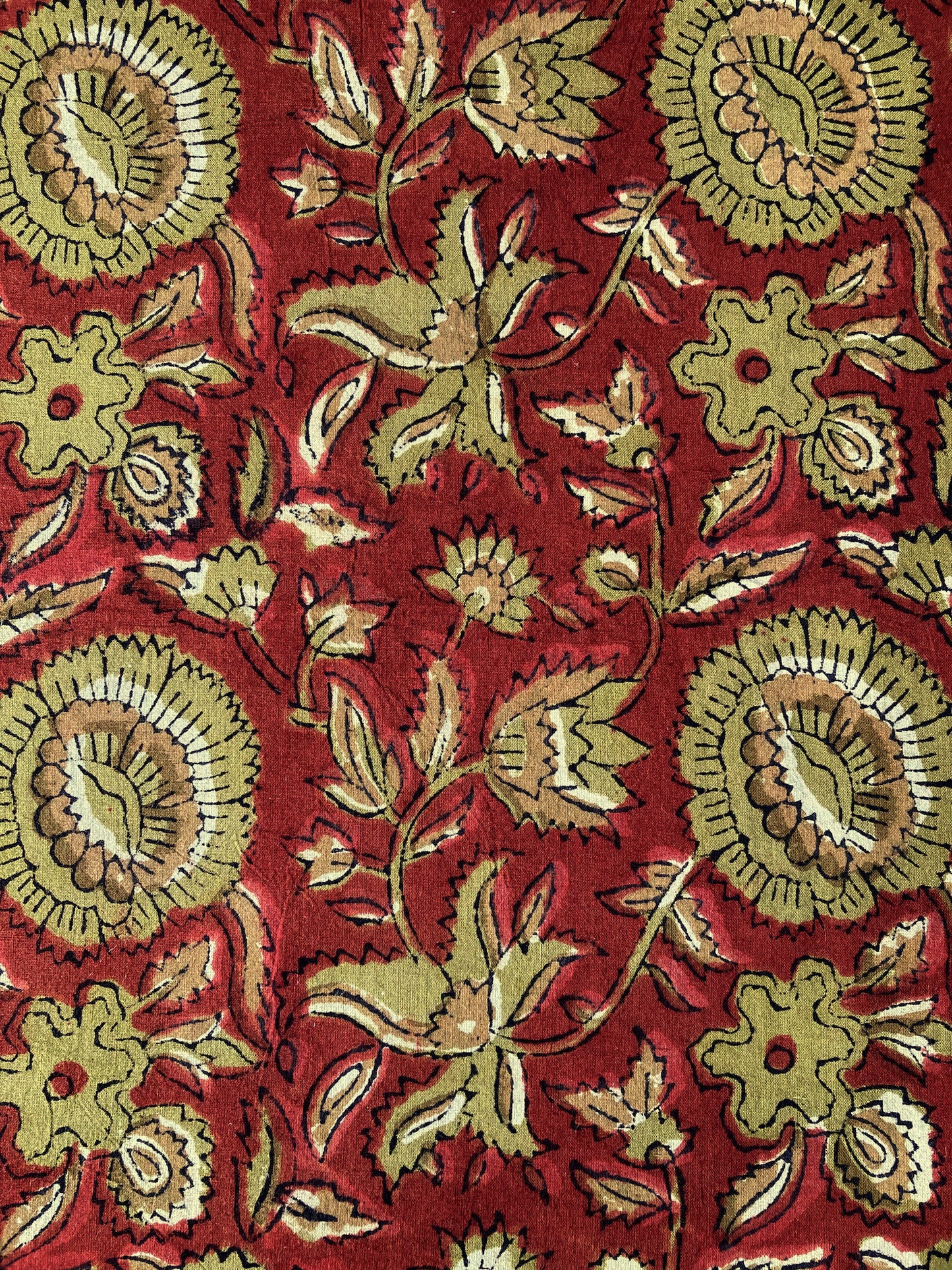 Hand Block Printed Jahota Red Cotton Fabric  #247-2