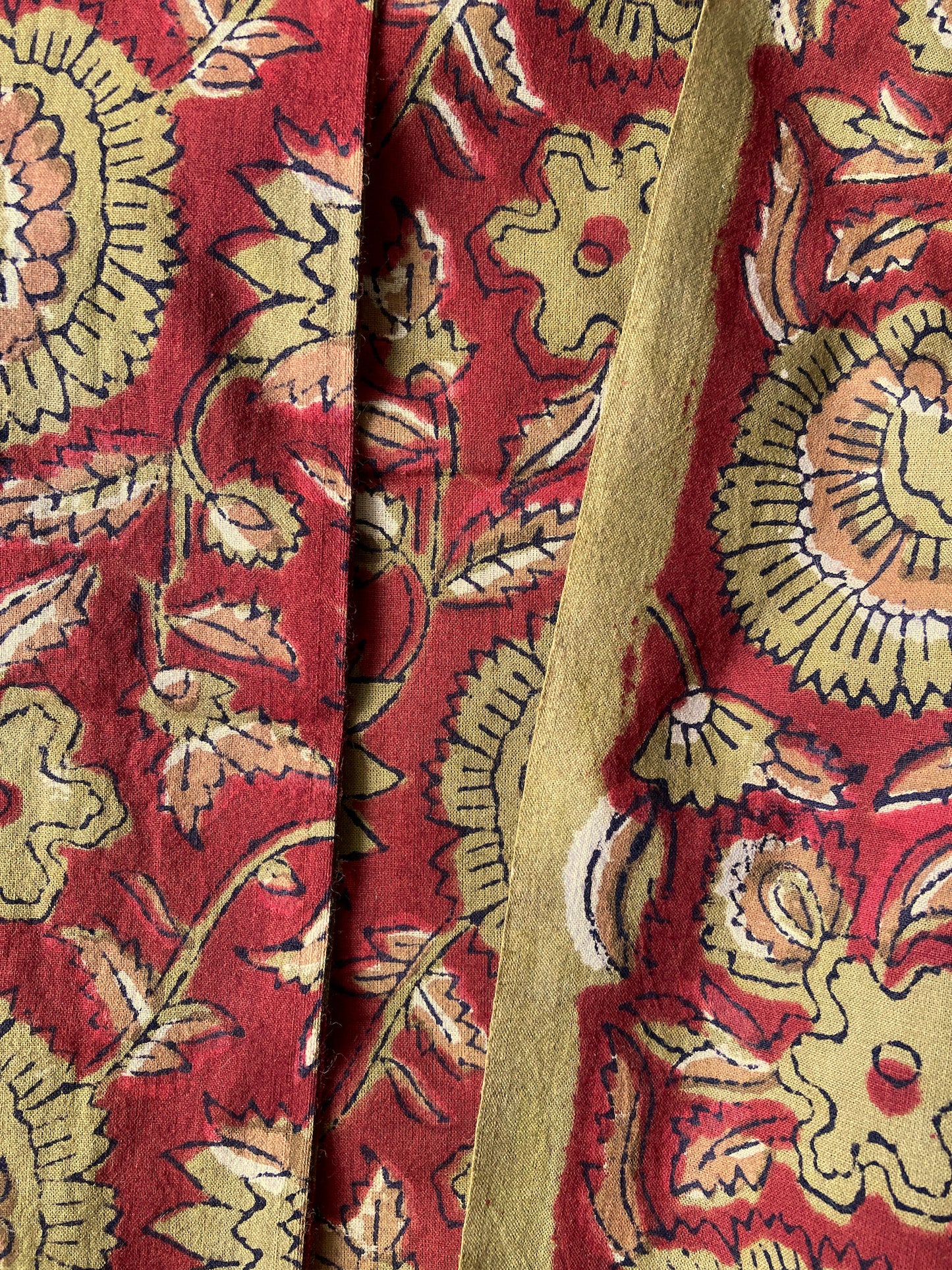 Hand Block Printed Jahota Red Cotton Fabric  #247-2