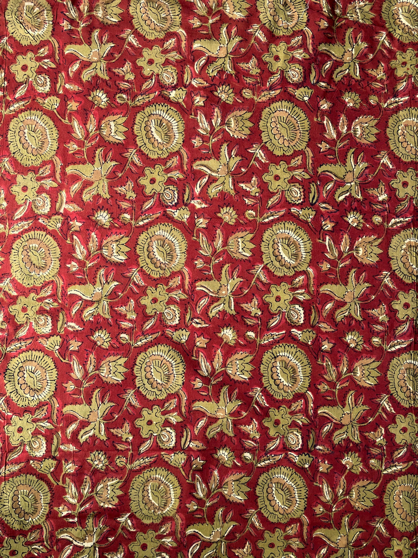 Hand Block Printed Jahota Red Cotton Fabric  #247-2