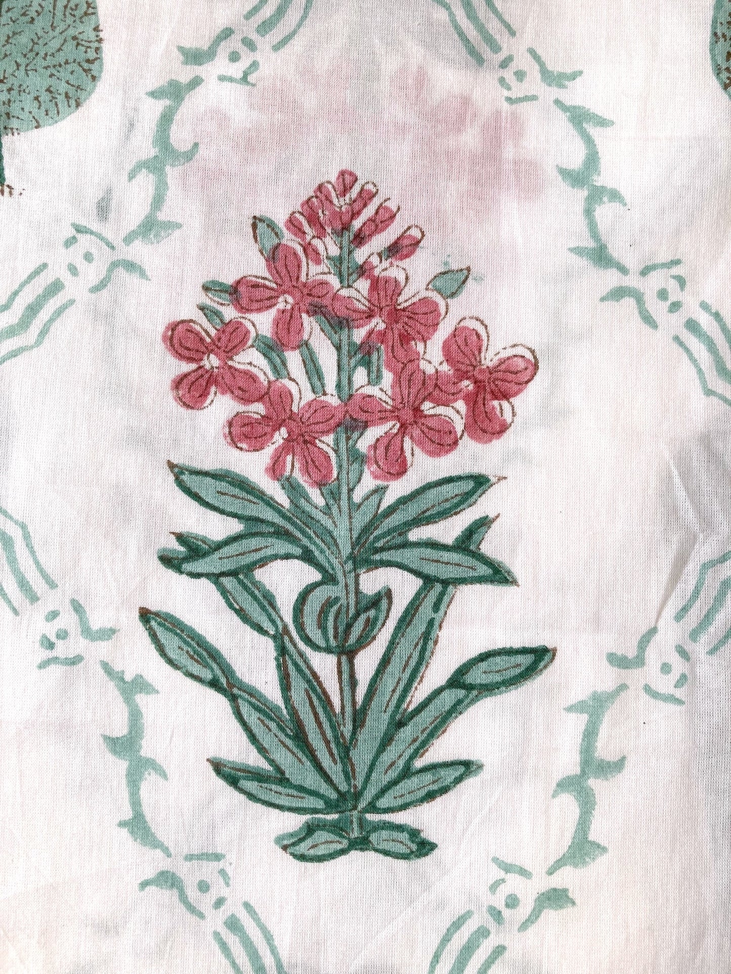 ハンドブロックプリント お花と木 コットンプリント生地  #272-14