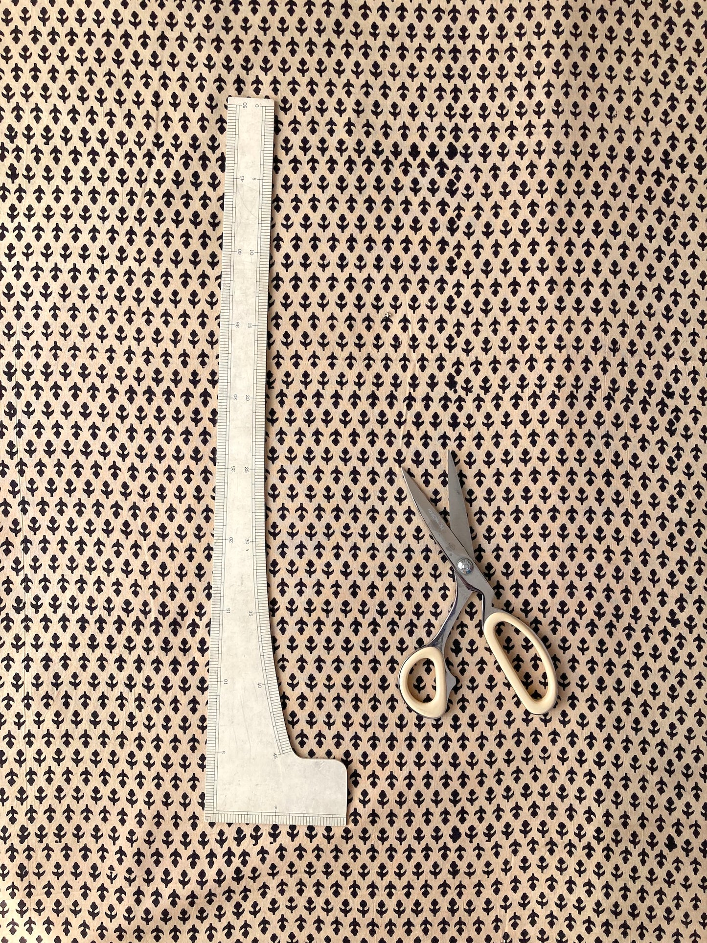 Hand Block Print Wheat Color Cotton Fabric  #287-19