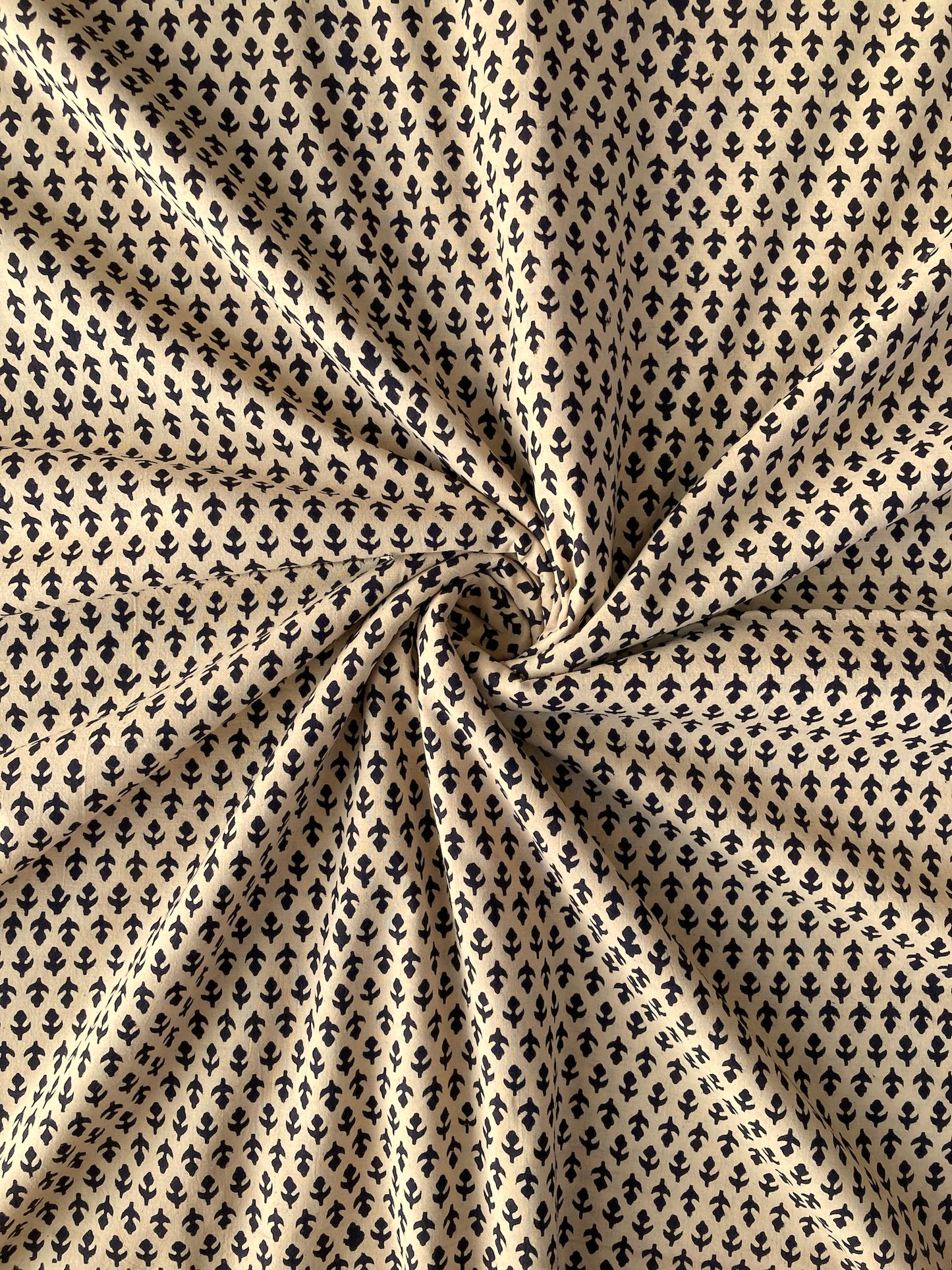 Hand Block Print Wheat Color Cotton Fabric  #287-19