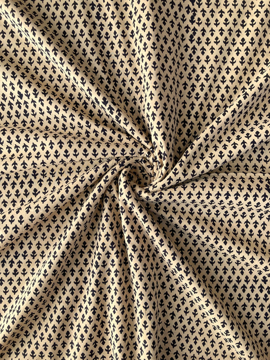 ハンドブロックプリント 生成り x ブラック コットンプリント生地  #287-19