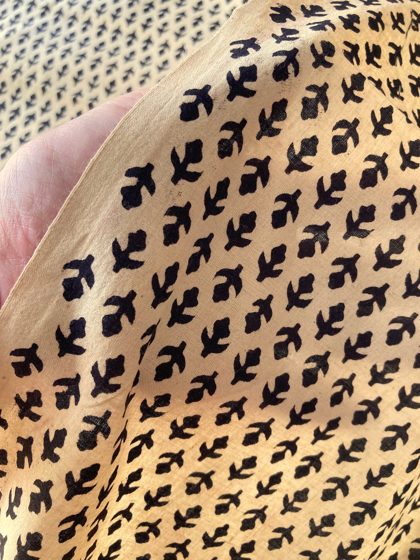 Hand Block Print Wheat Color Cotton Fabric  #287-19