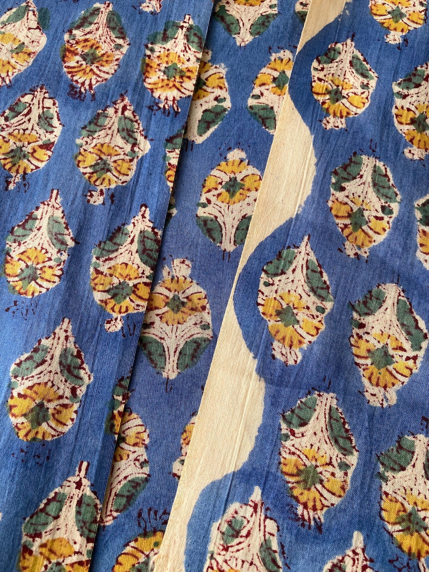 ハンドブロックプリント ブルー コットンプリント生地  #287-6