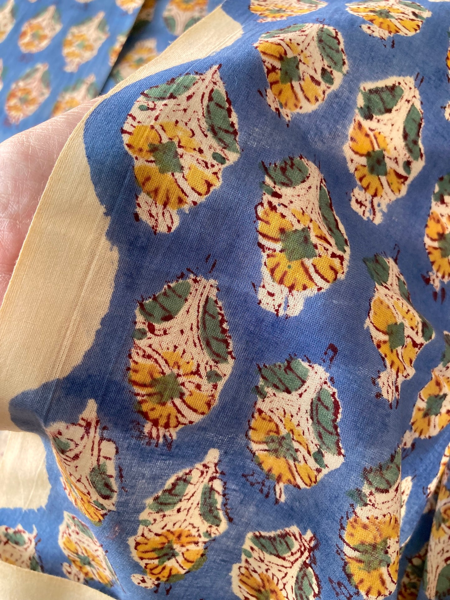 ハンドブロックプリント ブルー コットンプリント生地  #287-6