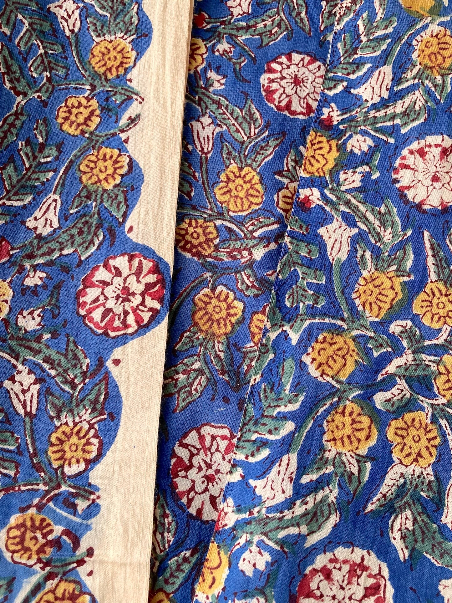 ハンドブロックプリント ブルー コットンプリント生地  #287-8