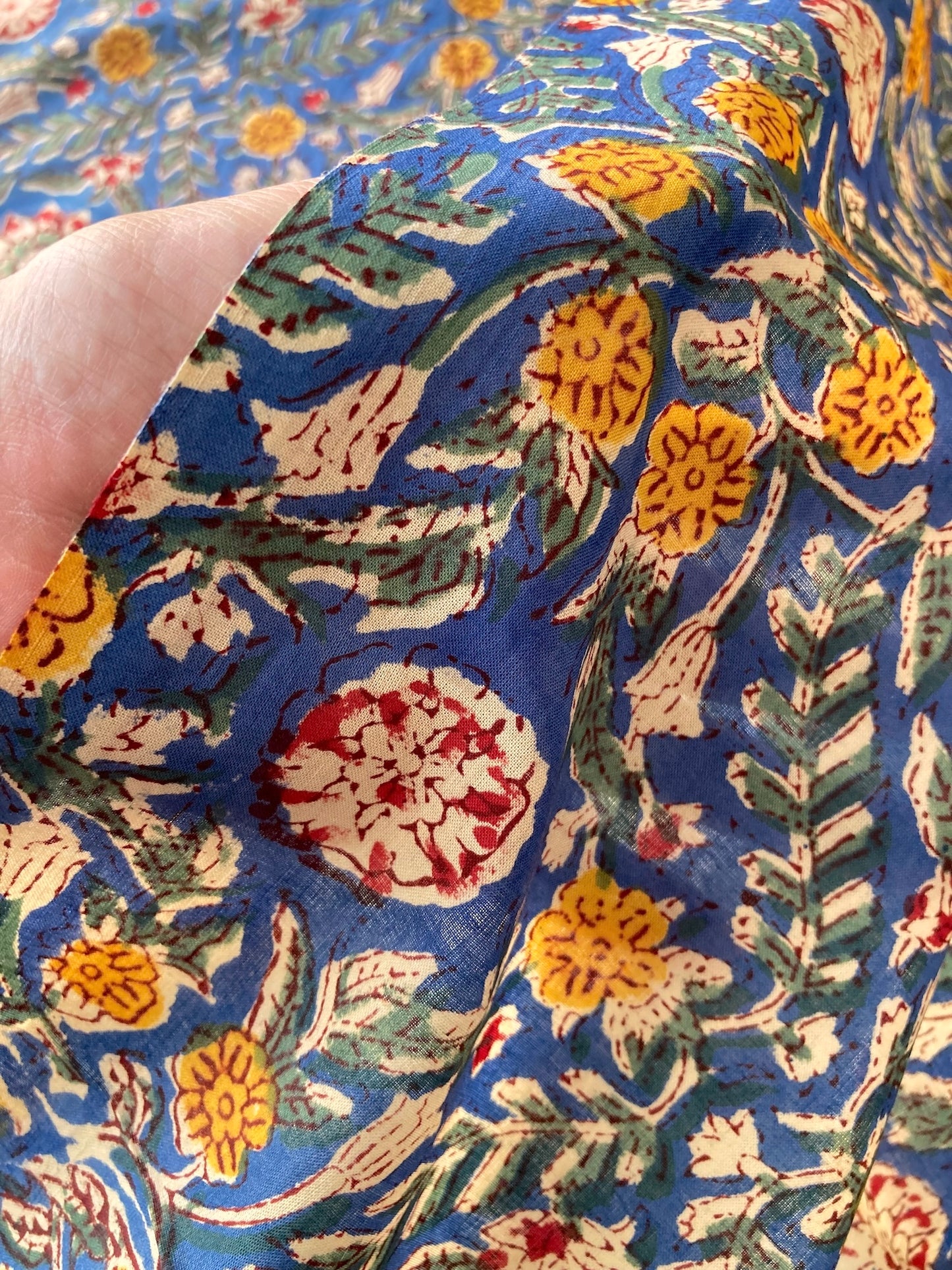 ハンドブロックプリント ブルー コットンプリント生地  #287-8