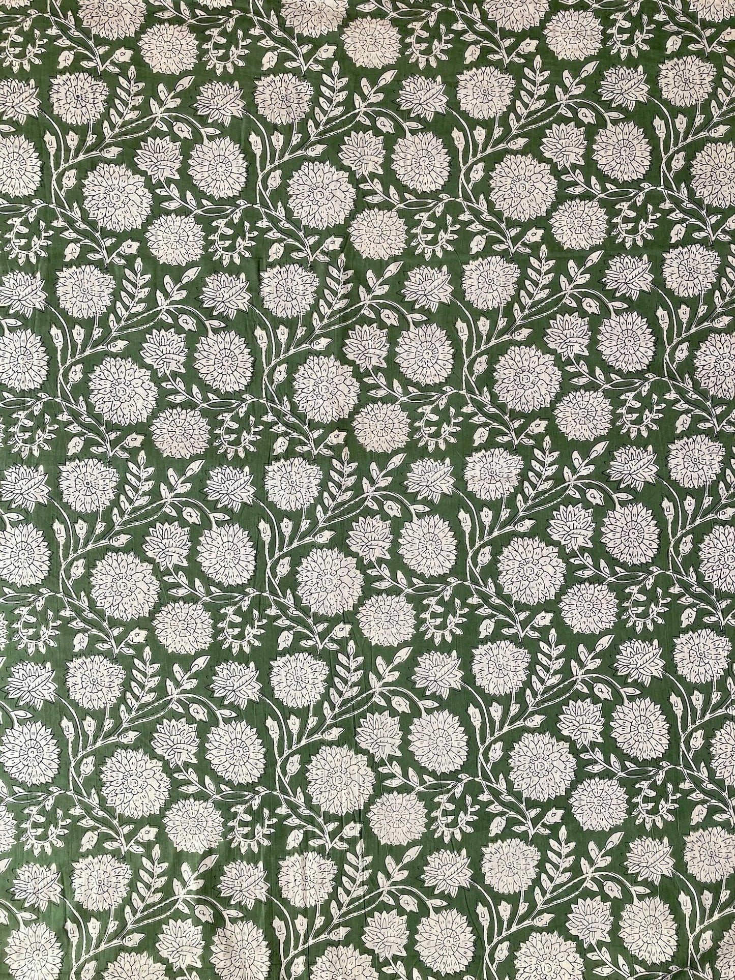 Hand Block Printed Fabric Bagru Green Fabric #289-10