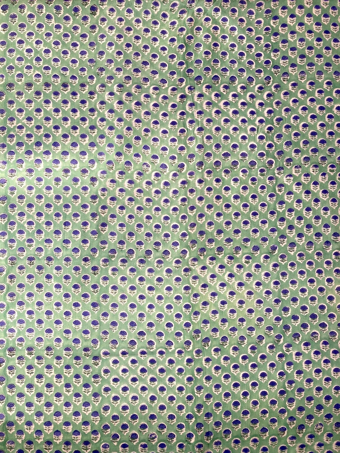 ハンドブロックプリント グリーン 小花柄 コットンプリント生地  #289-18