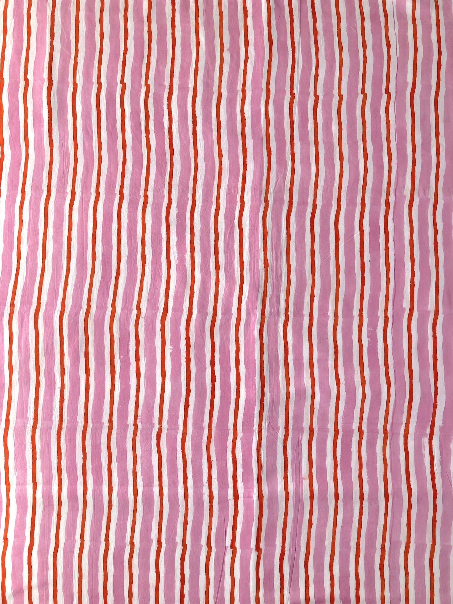ハンドブロックプリント ピンク ストライプ コットンプリント生地  #289-19
