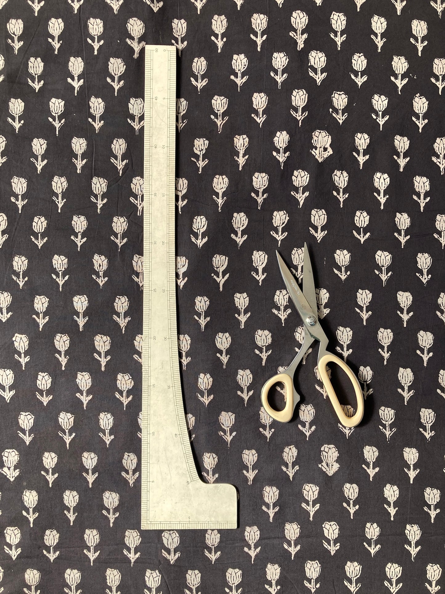 Hand Block Printed Fabric Bagru Black Fabric #289-2