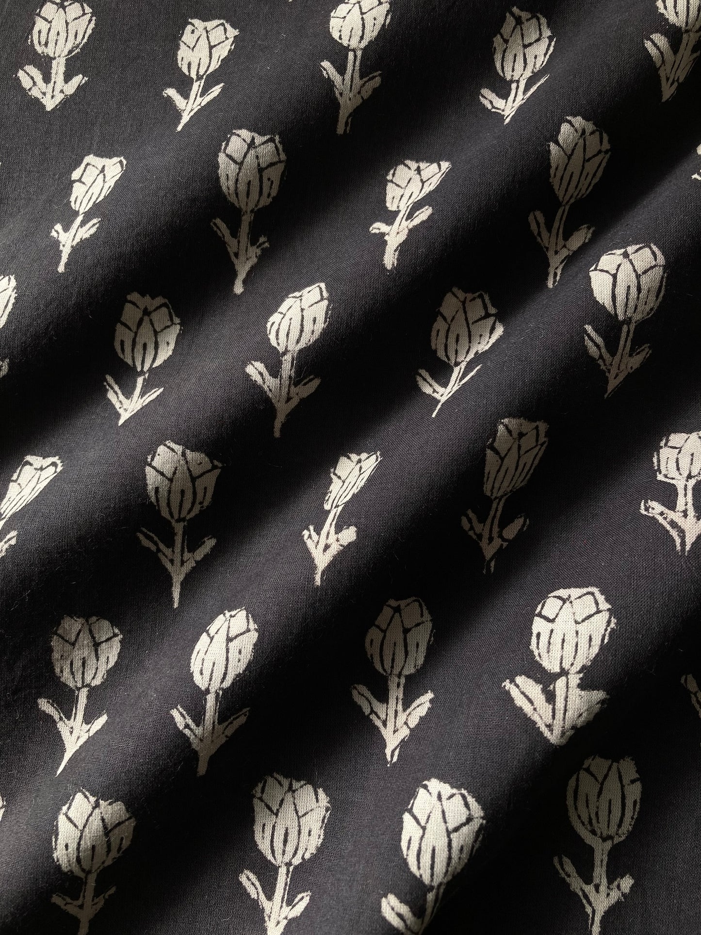 Hand Block Printed Fabric Bagru Black Fabric #289-2