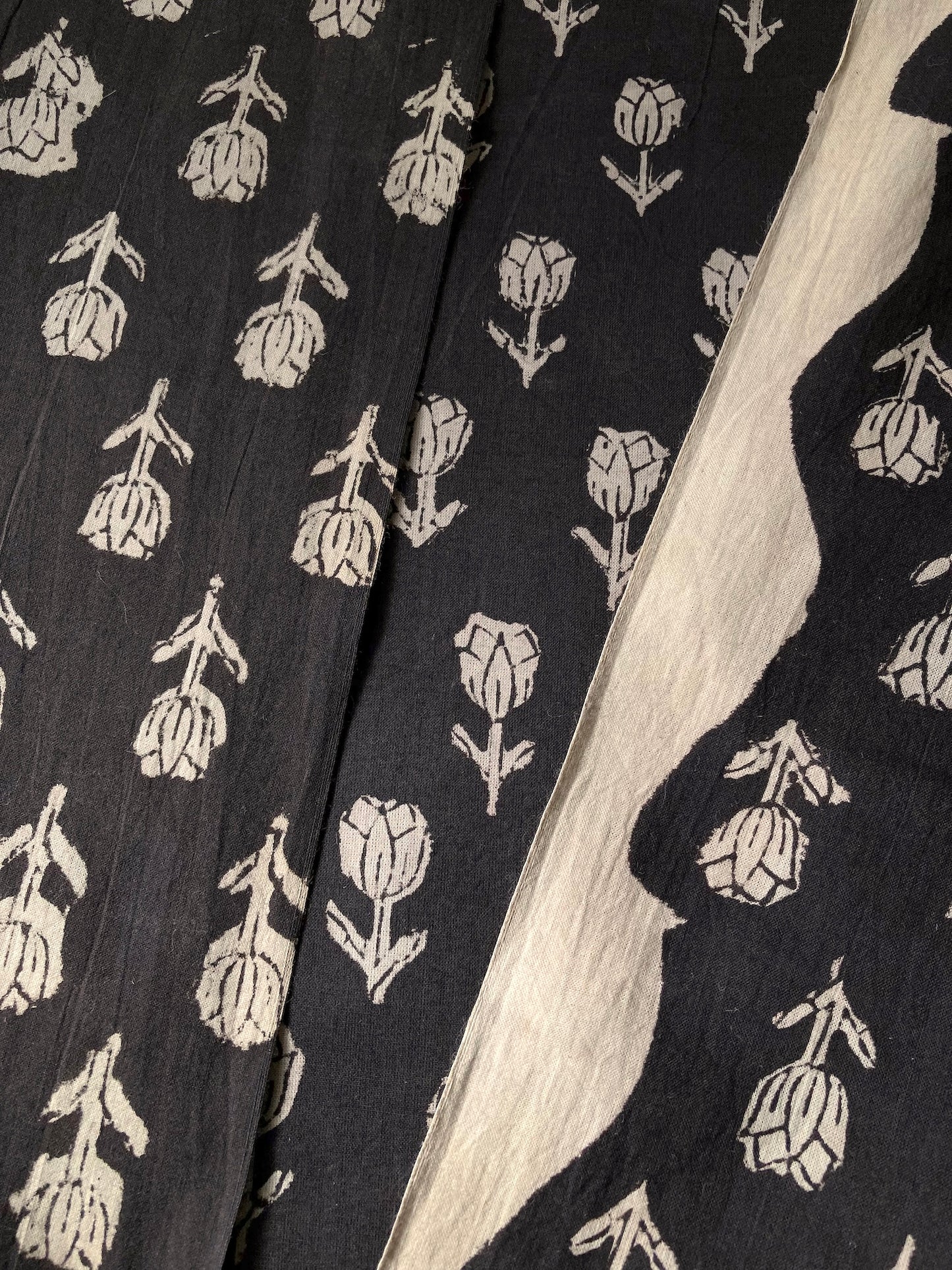 Hand Block Printed Fabric Bagru Black Fabric #289-2