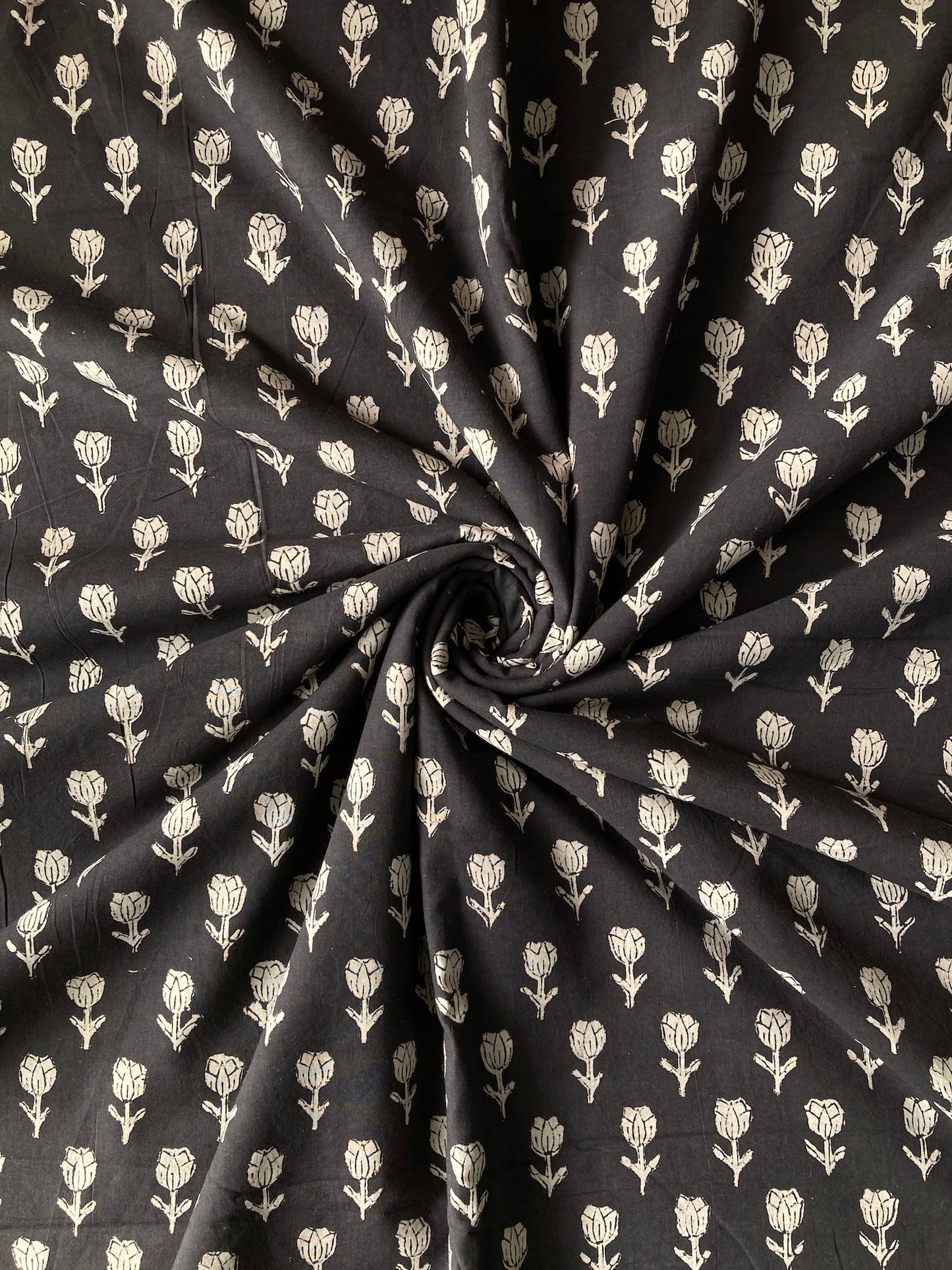 Hand Block Printed Fabric Bagru Black Fabric #289-2