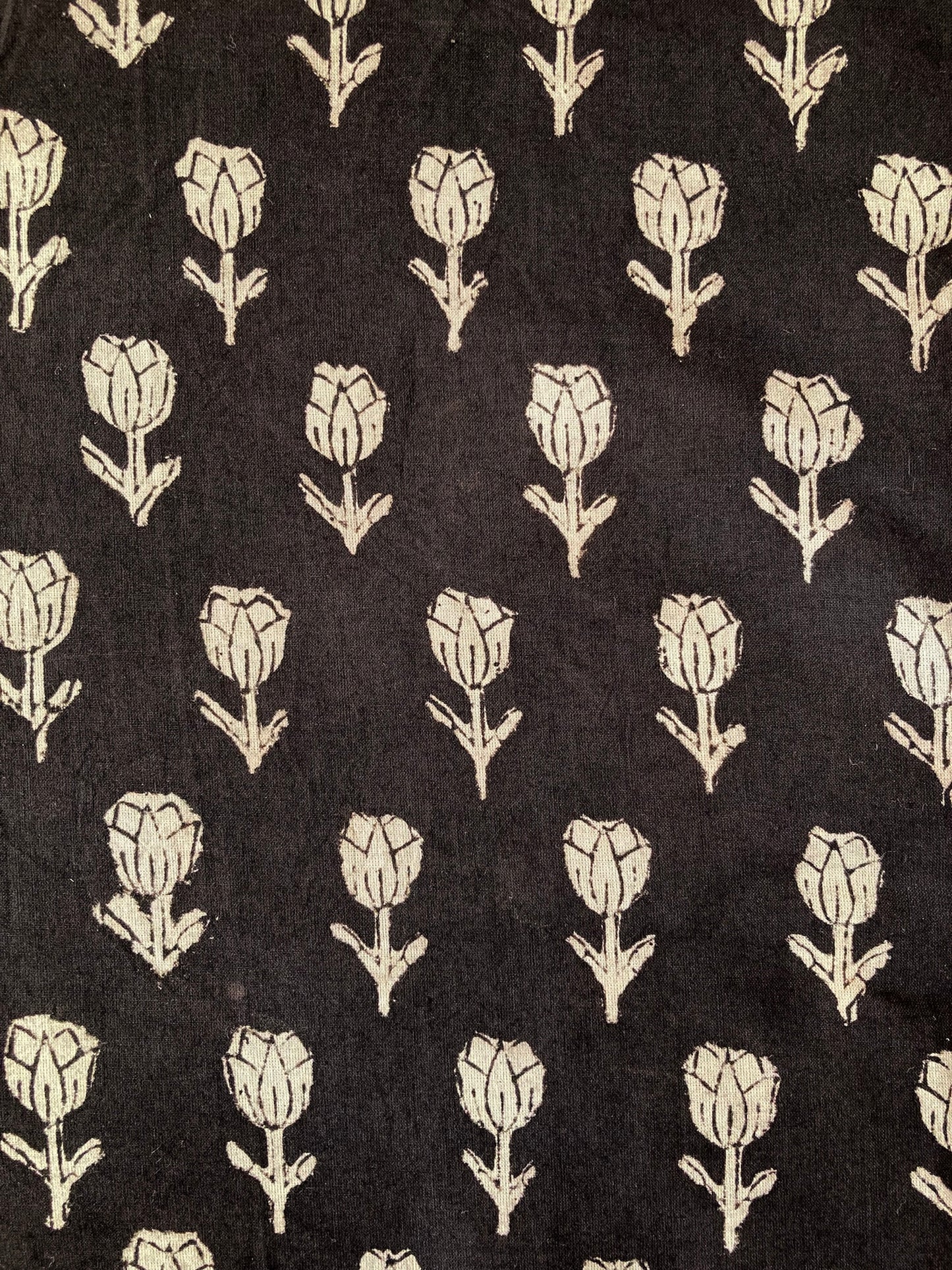 Hand Block Printed Fabric Bagru Black Fabric #289-2