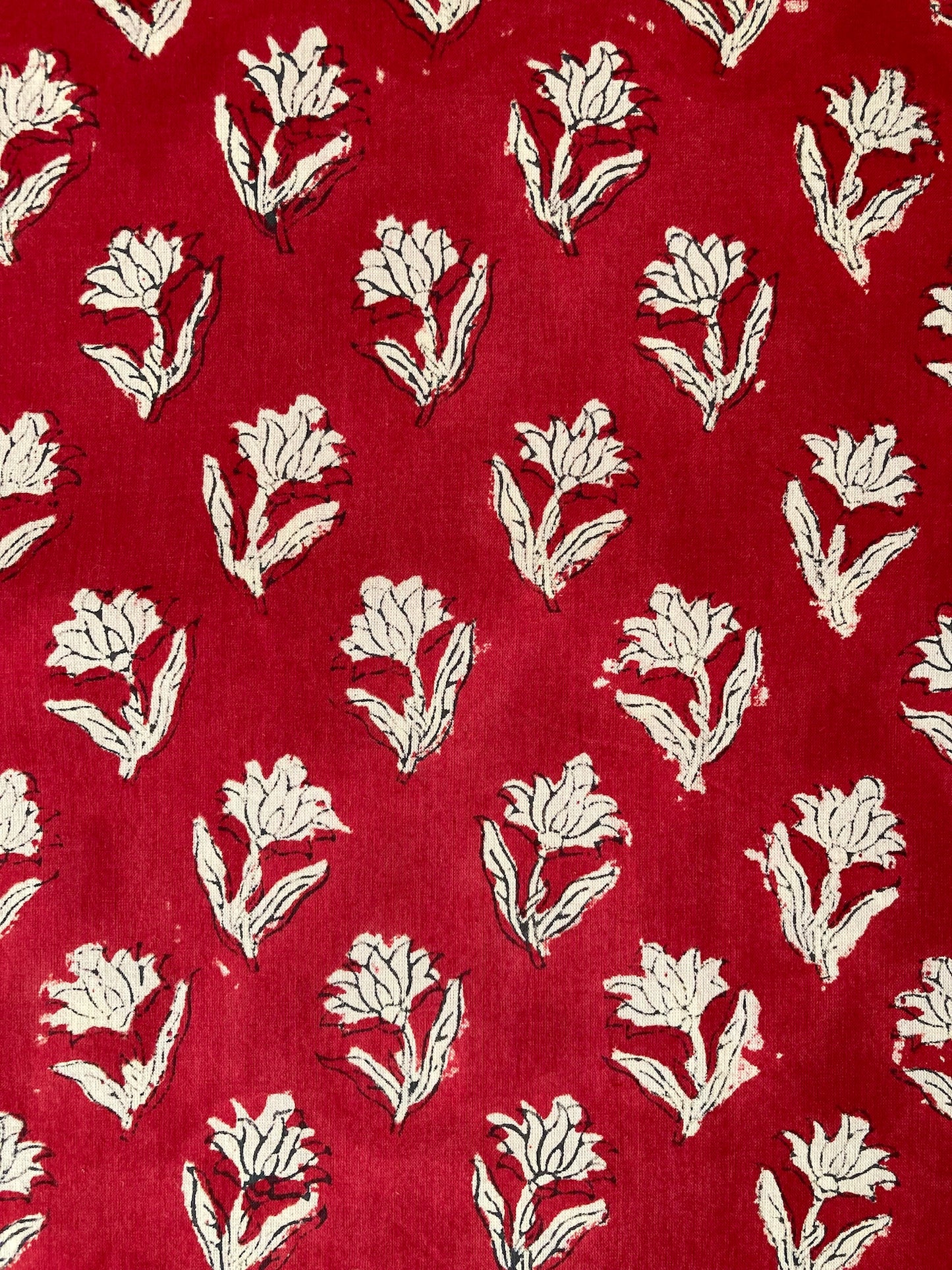 Hand Block Printed Fabric Bagru Red Fabric #289-3