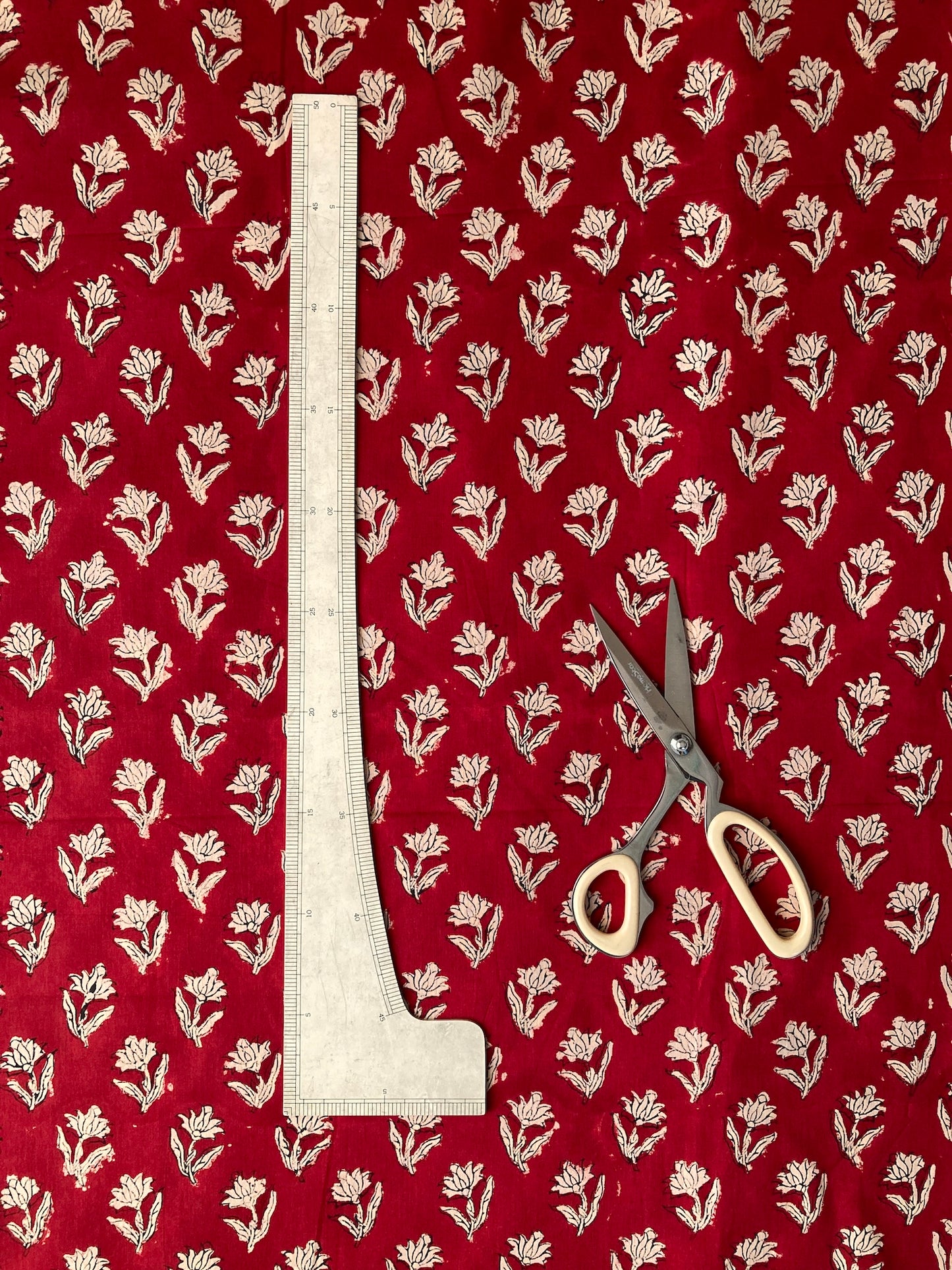 Hand Block Printed Fabric Bagru Red Fabric #289-3