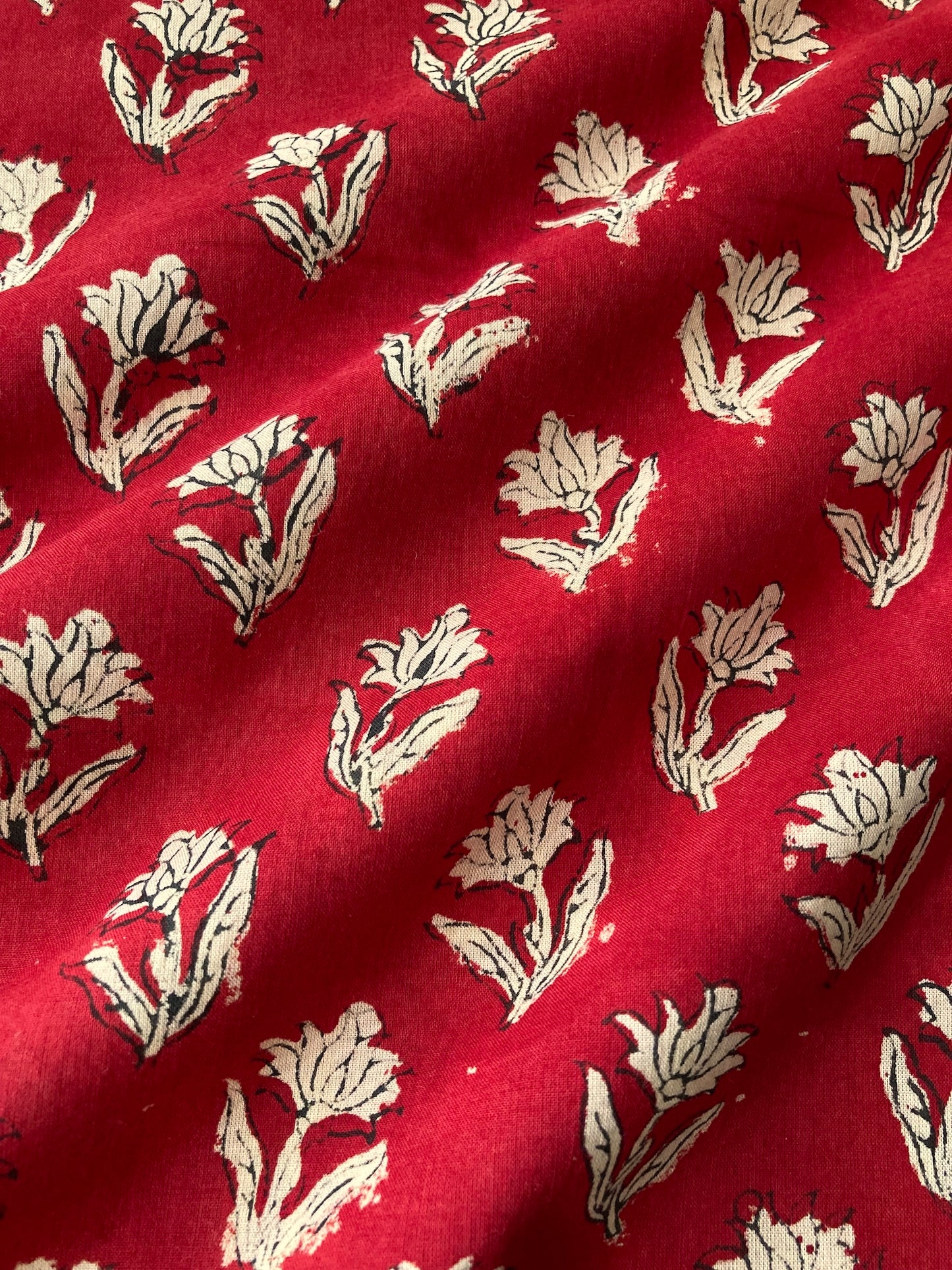 Hand Block Printed Fabric Bagru Red Fabric #289-3