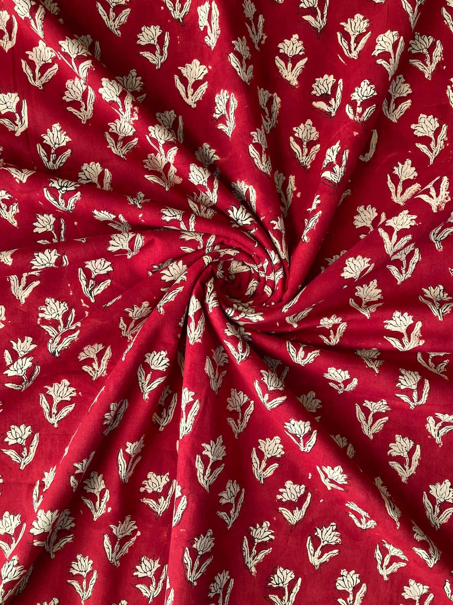 Hand Block Printed Fabric Bagru Red Fabric #289-3