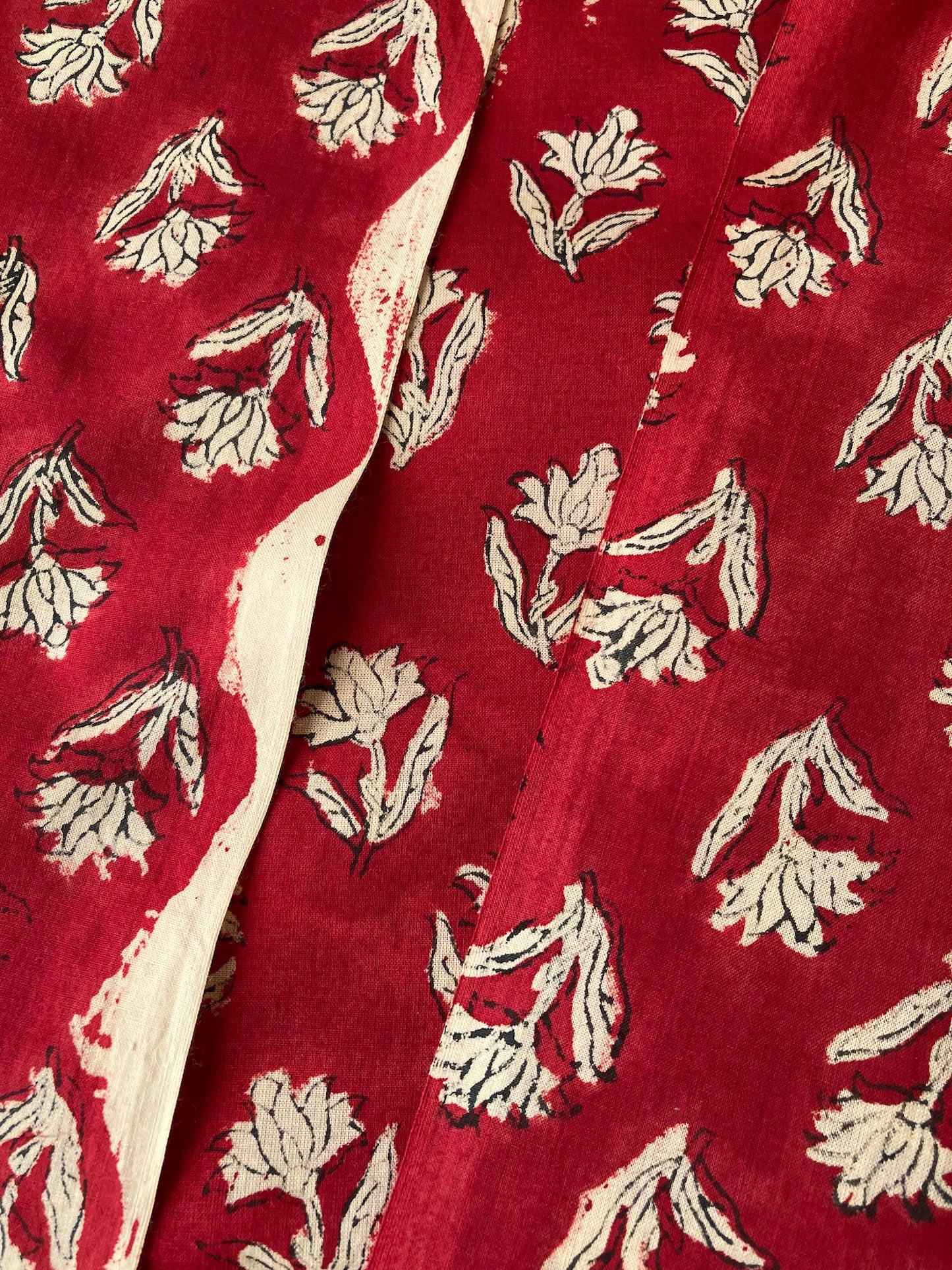 Hand Block Printed Fabric Bagru Red Fabric #289-3