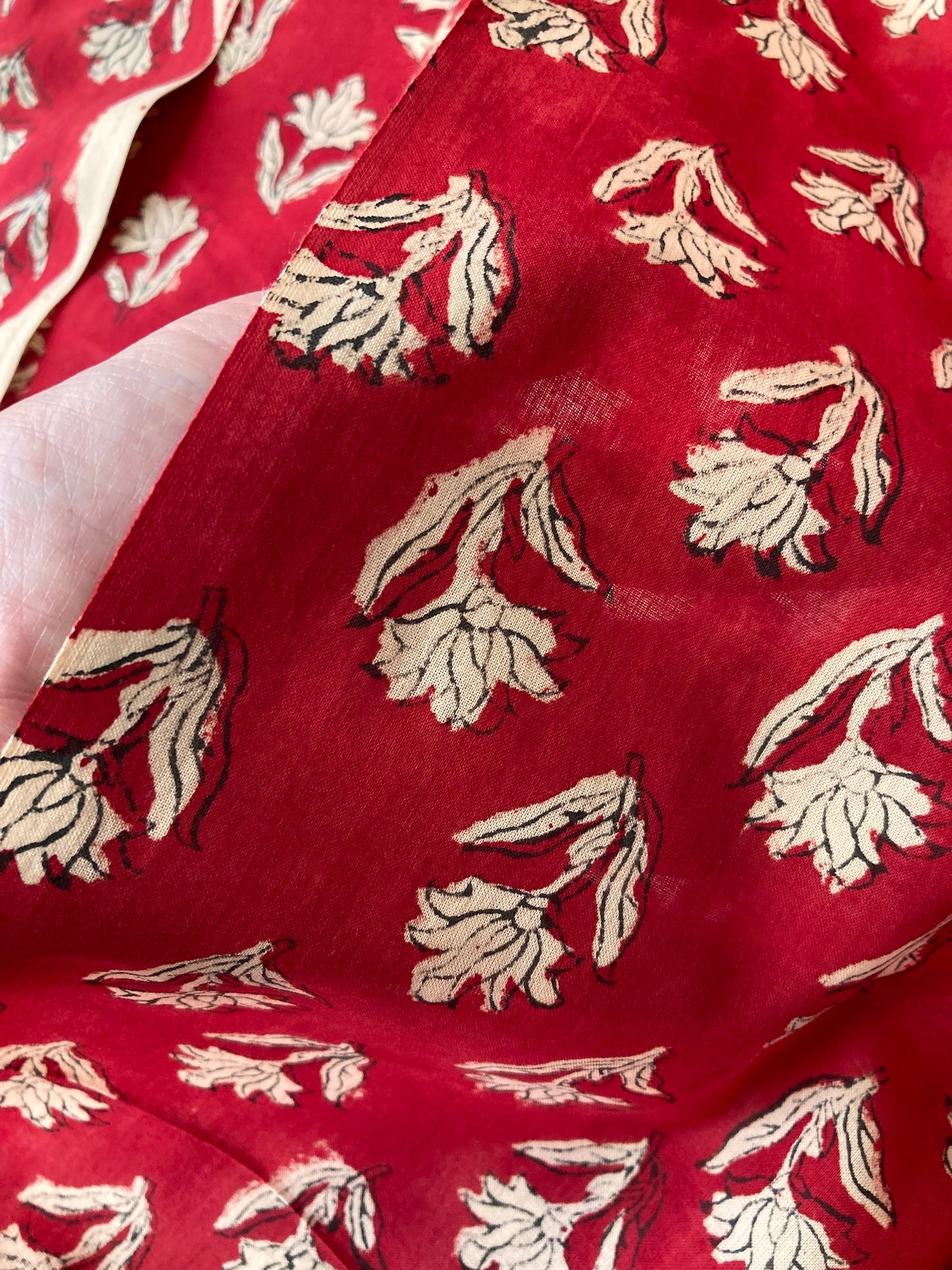 Hand Block Printed Fabric Bagru Red Fabric #289-3