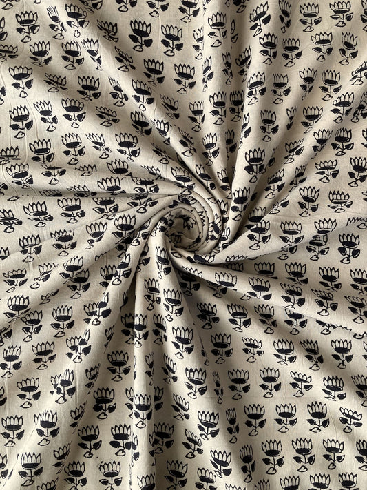 ハンドブロックプリント バグルー ナチュラル 小花 コットン生地 #289-7