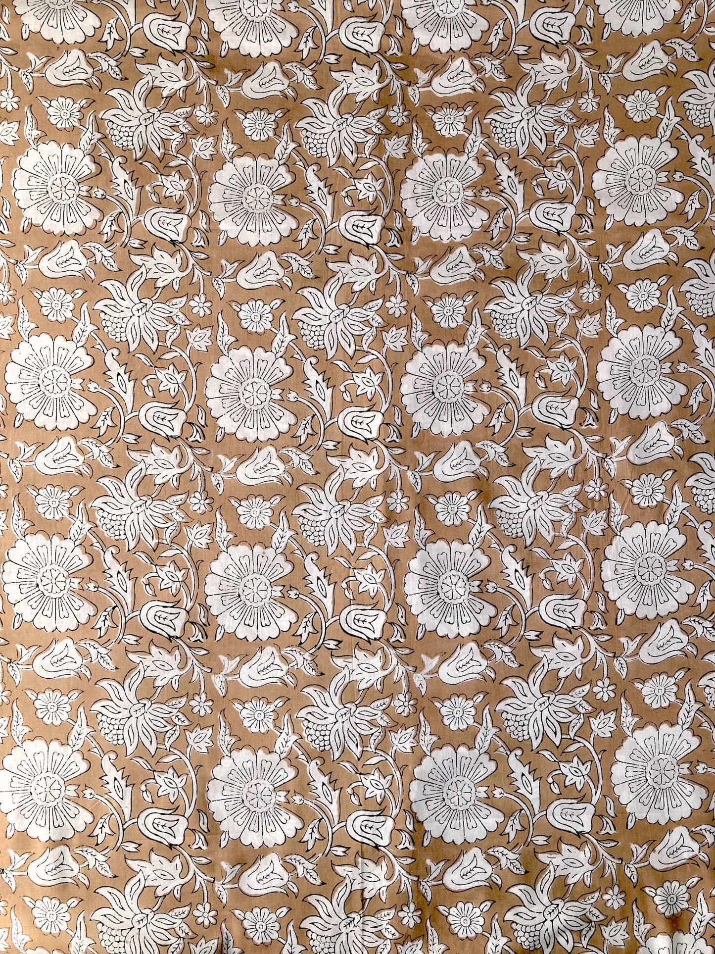 ハンドブロックプリント キャメルカラー コットンプリント生地  #296-1