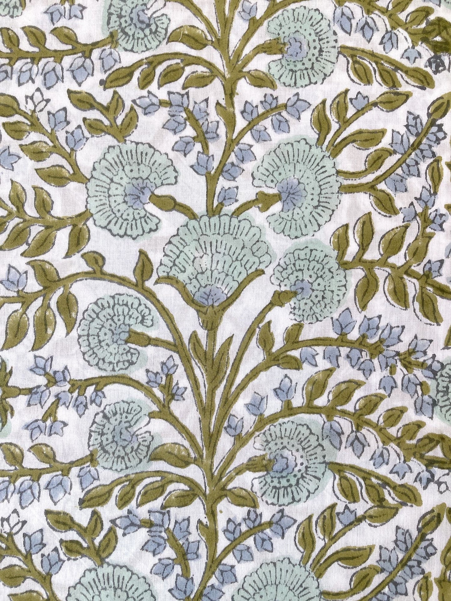 ハンドブロックプリント ホワイト コットンプリント生地  #296-5