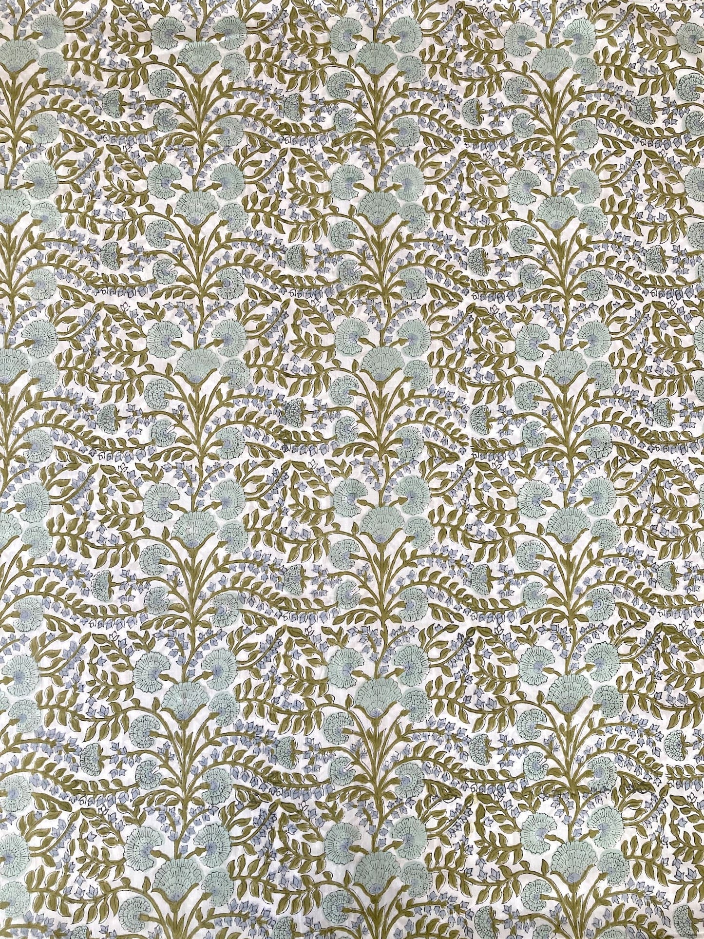 ハンドブロックプリント ホワイト コットンプリント生地  #296-5