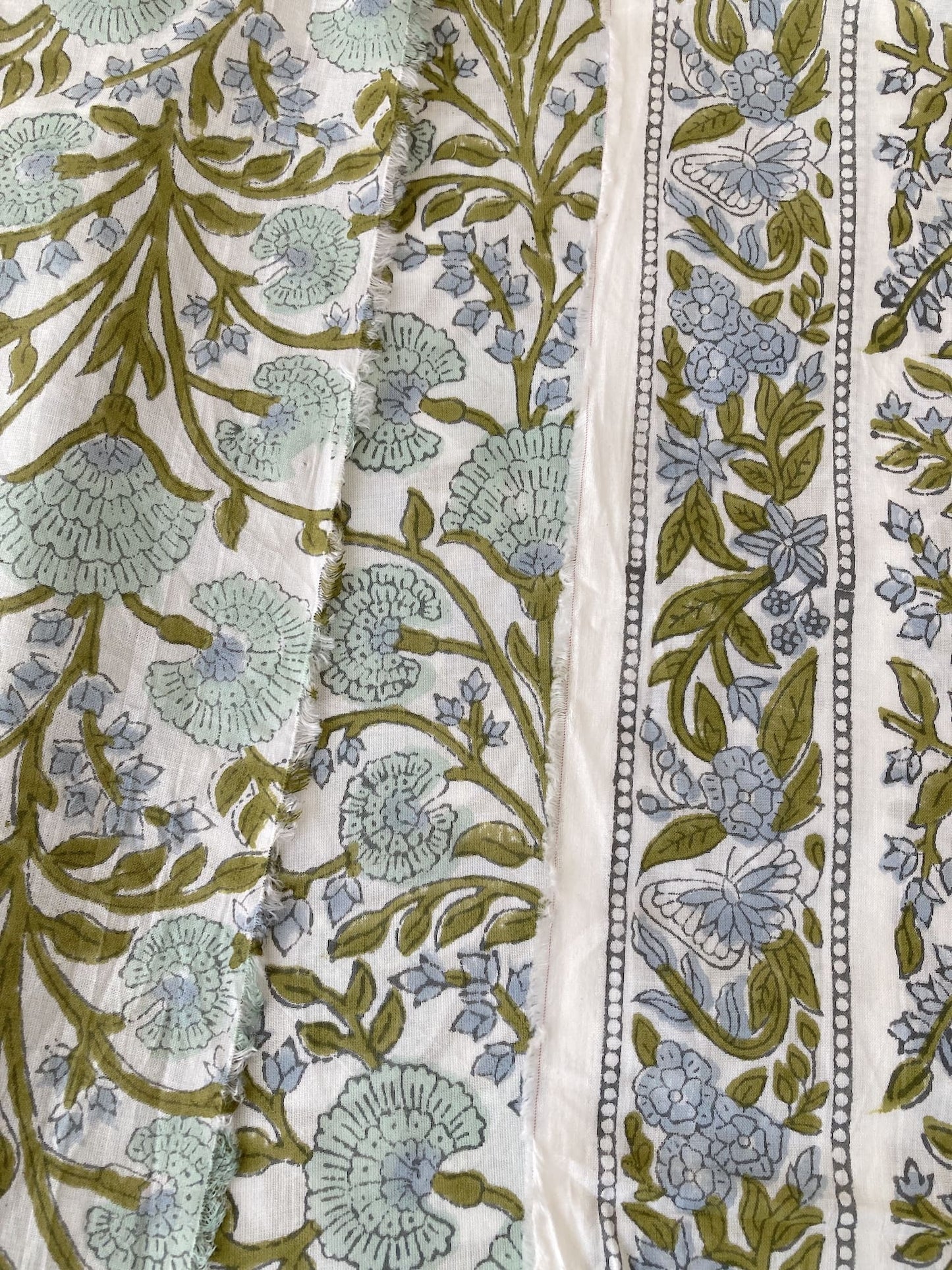 ハンドブロックプリント ホワイト コットンプリント生地  #296-5