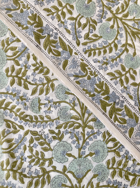 ハンドブロックプリント ホワイト コットンプリント生地  #296-5