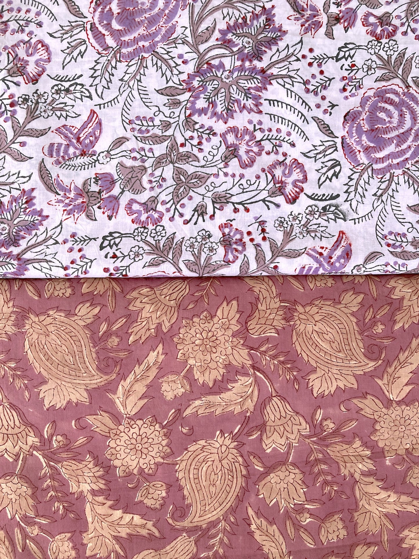 Hand Block Print Antique Purple Cotton Fabric  #298-1