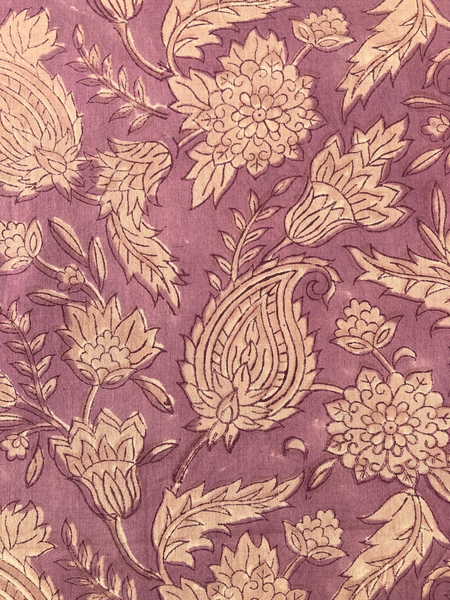 Hand Block Print Antique Purple Cotton Fabric  #298-1