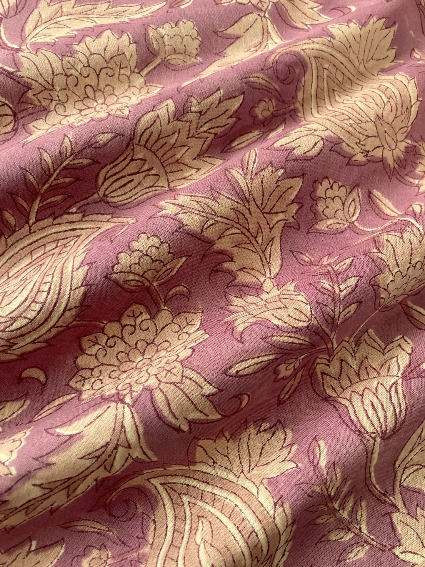 Hand Block Print Antique Purple Cotton Fabric  #298-1