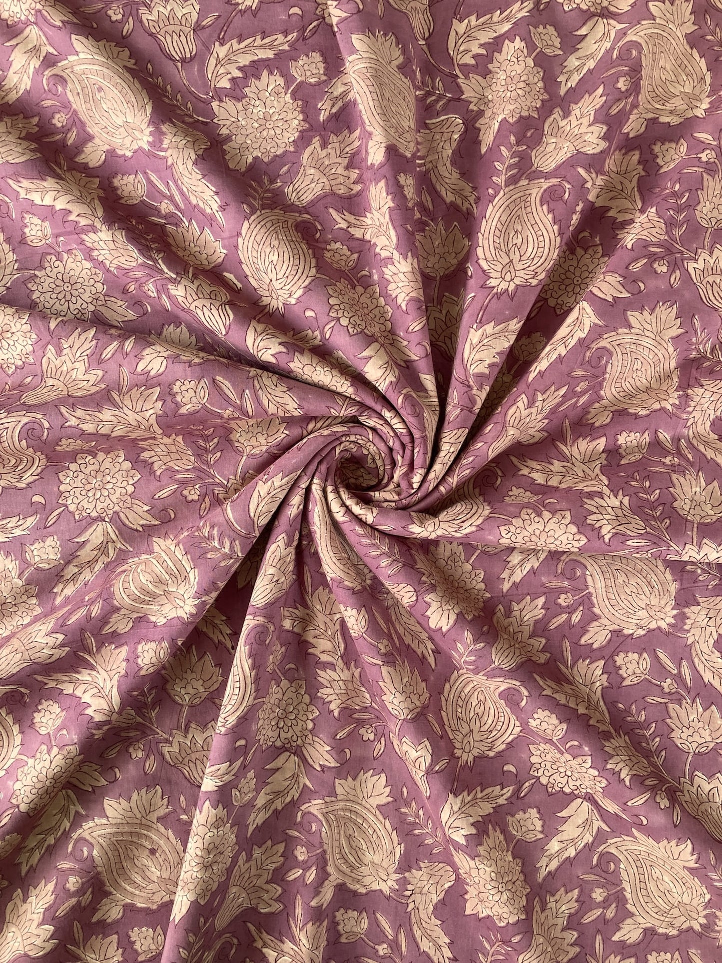 Hand Block Print Antique Purple Cotton Fabric  #298-1