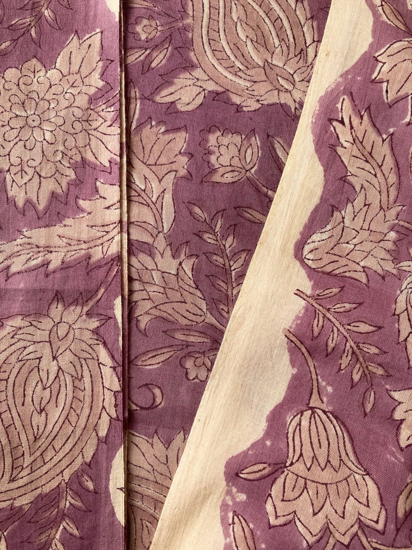Hand Block Print Antique Purple Cotton Fabric  #298-1