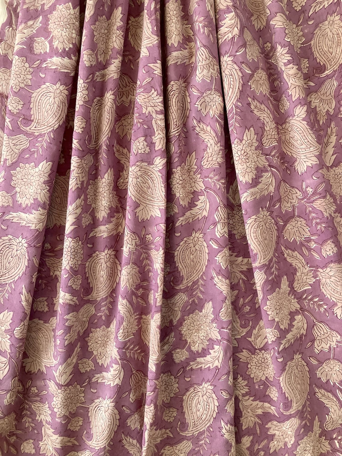 Hand Block Print Antique Purple Cotton Fabric  #298-1