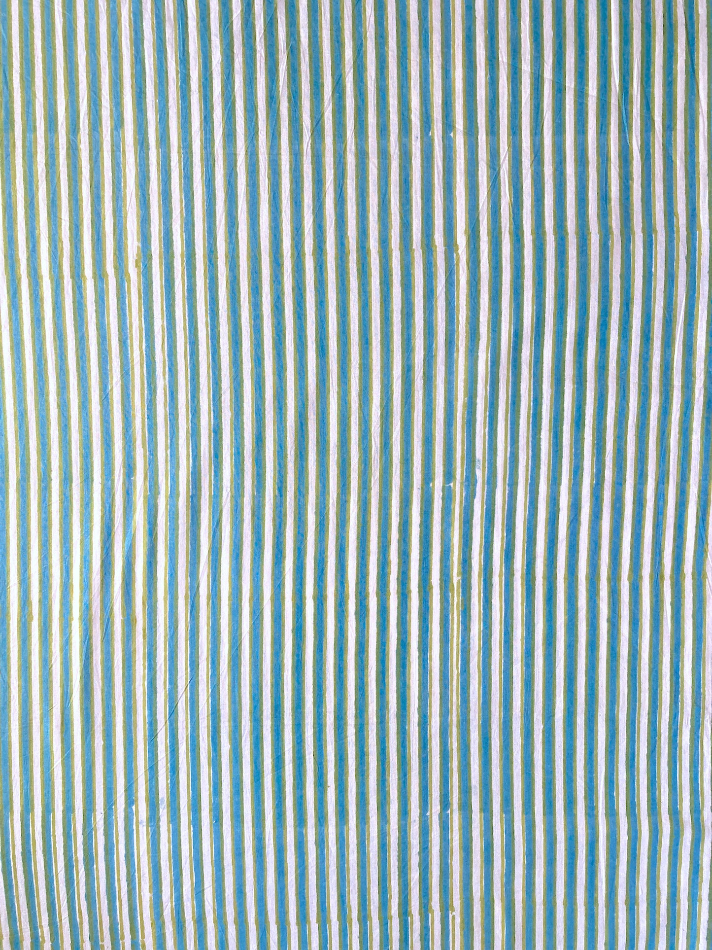 Hand Block Print Light Blue Border Cotton Fabric  #298-2