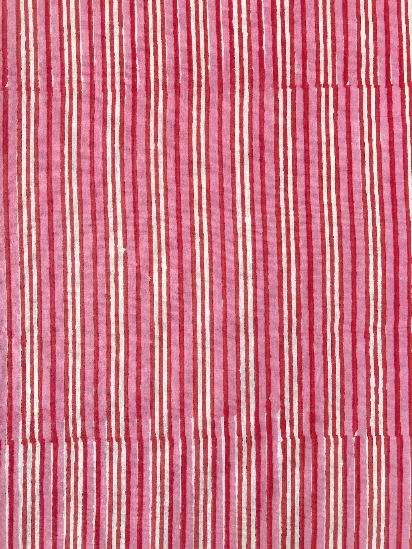 Hand Block Print Pink Brown Floral Cotton Fabric  #287-16
