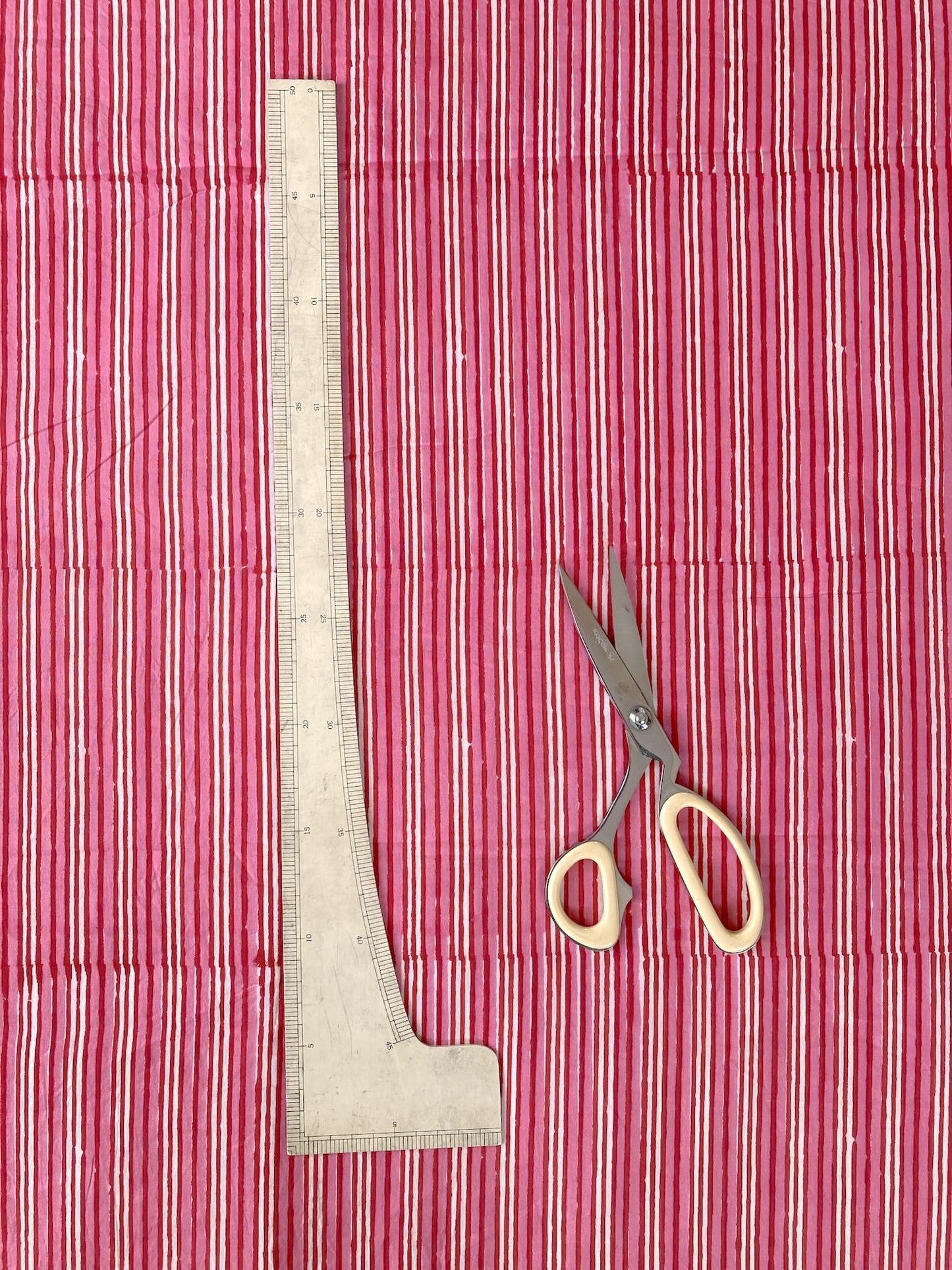 Hand Block Print Pink Brown Floral Cotton Fabric  #287-16