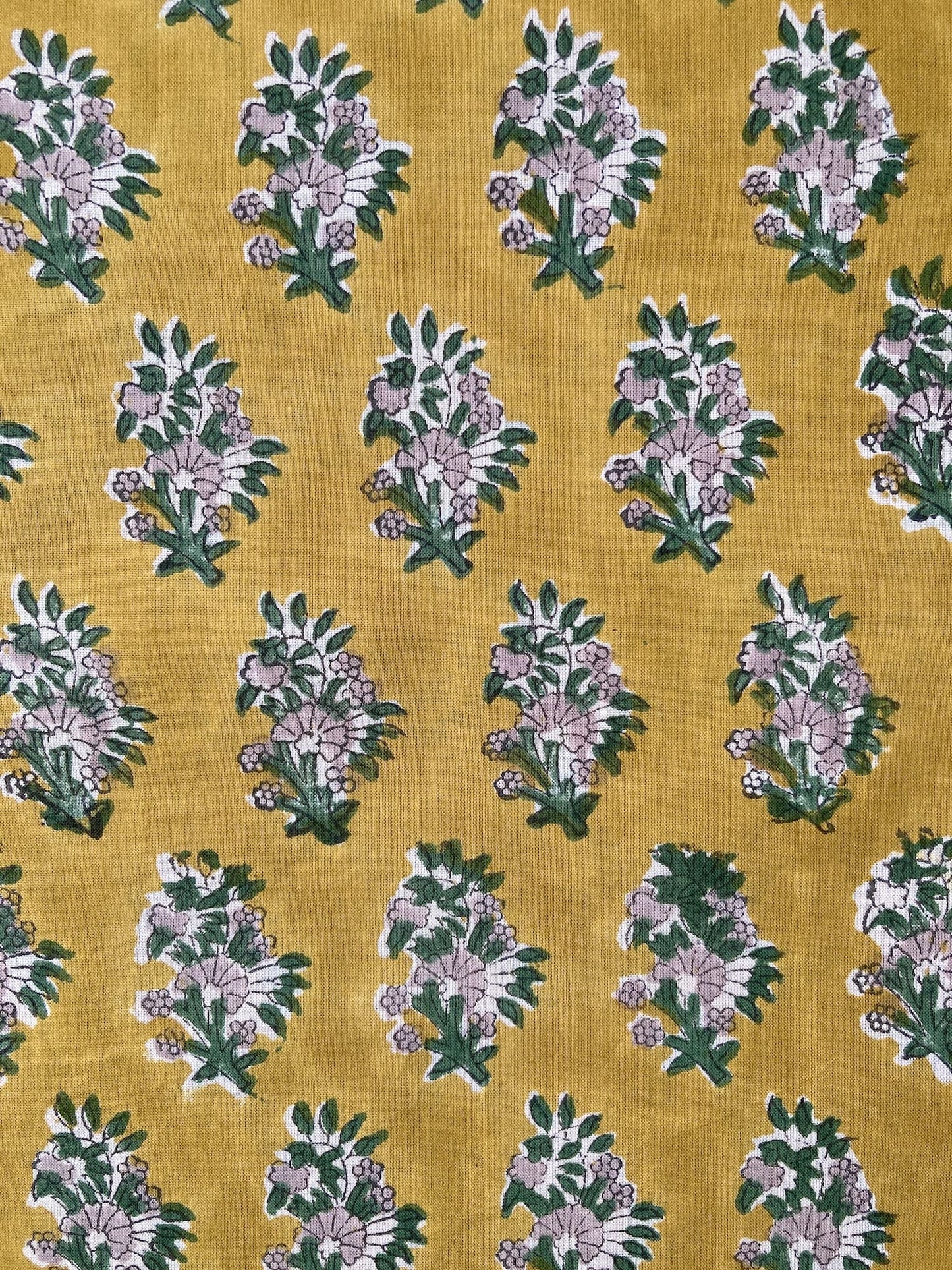Hand Block Print  Golden Mustard Yellow Cotton Fabric  #298-8