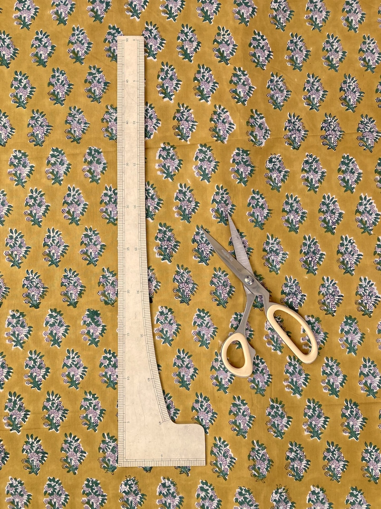 Hand Block Print  Golden Mustard Yellow Cotton Fabric  #298-8